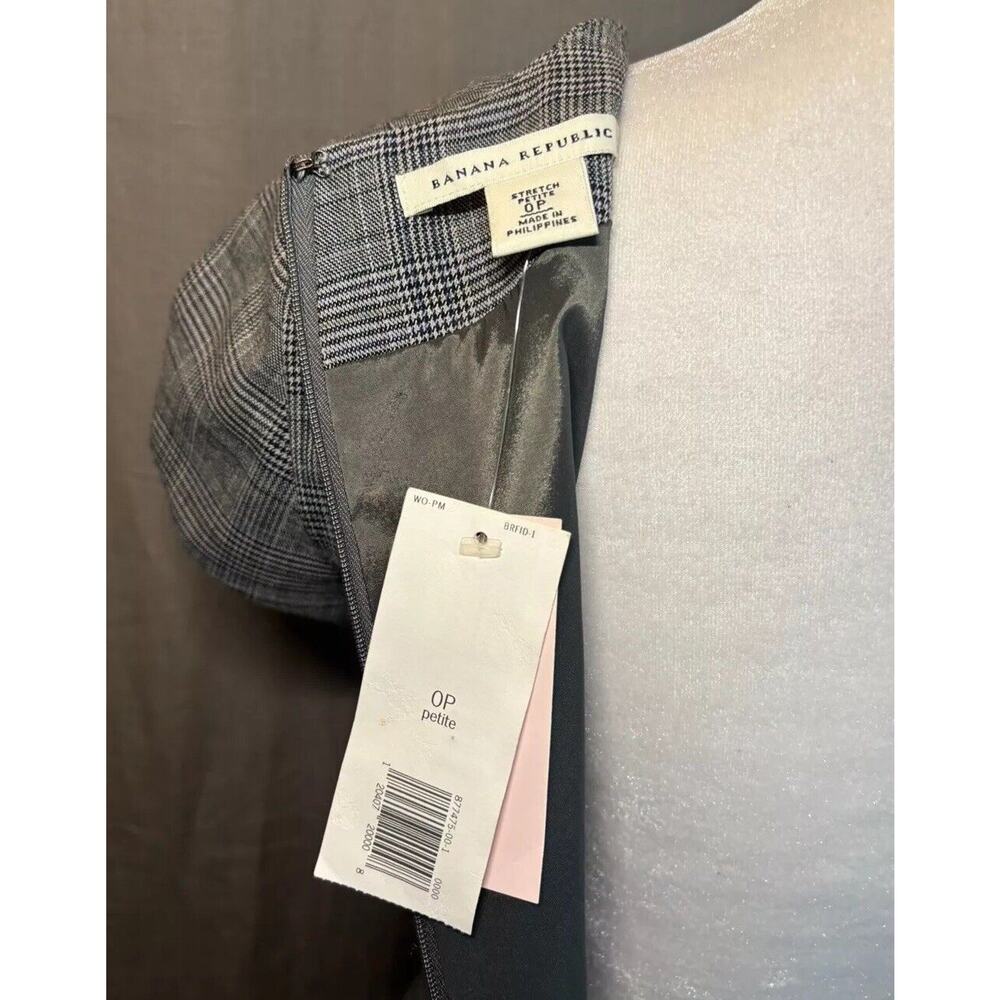 Banana Republic NWT Gray Plaid Square Neck Sheath Dress Size 0 Petite - Picture 16 of 16